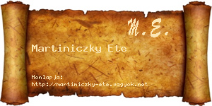 Martiniczky Ete névjegykártya